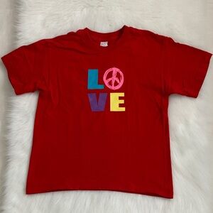 Kids Red Tee with Colorful 'LOVE' Graphic